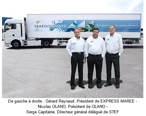De gauche à droite : Gérard Raynaud, Président de EXPRESS MAREE - Nicolas OLANO, Président de OLANO - Serge Capitaine, Directeur général délégué de STEF