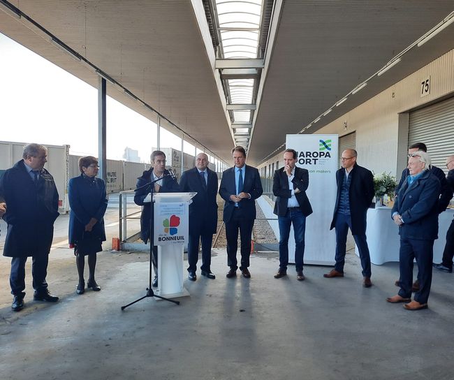 Inauguration de la plateforme logistique multimodale de Bonneuil-sur-Marne.<br>
Crdit photo : HAROPA PORT