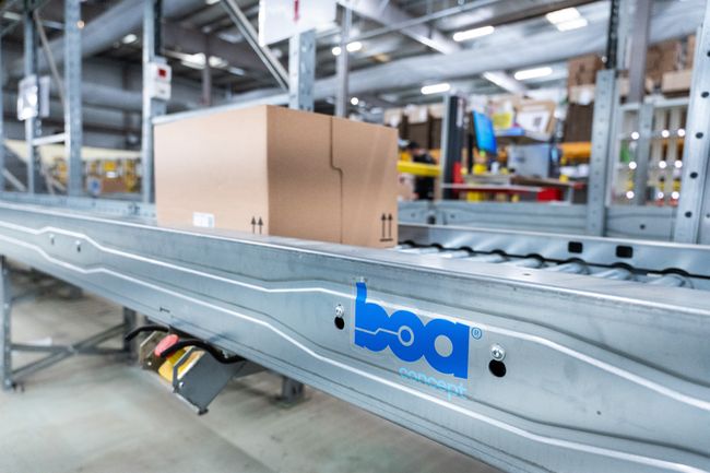 Vue d’une installation BOA Concept, dans un entrepôt logistique.<br>
Crdit photo : BOA Concept