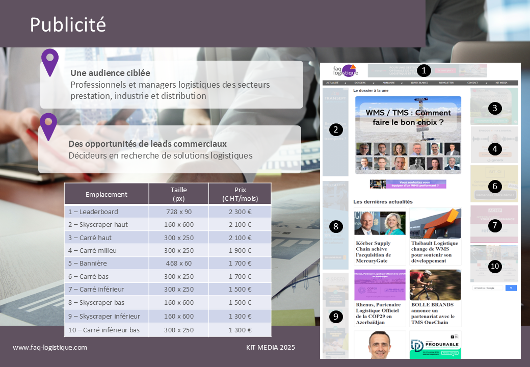 Annoncez sur FAQ Logistique !